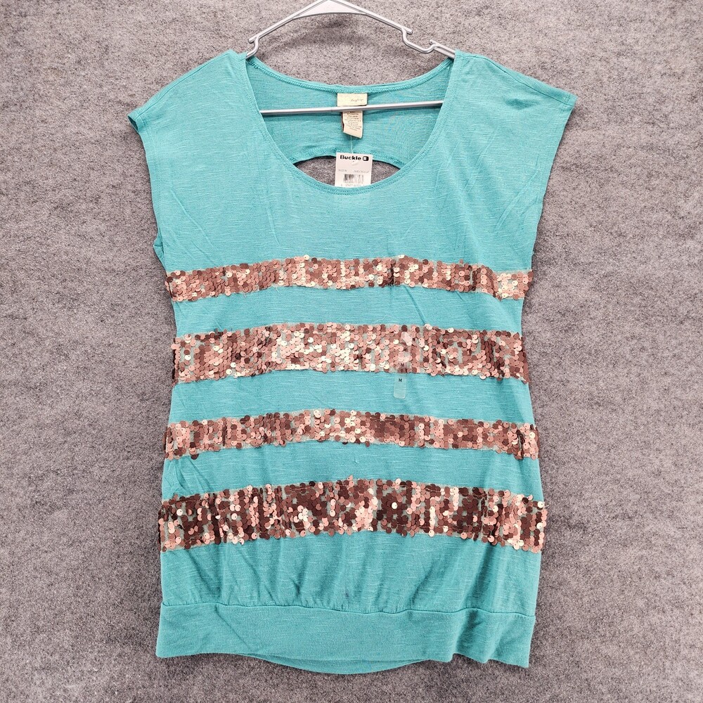 Buckle Daytrip Shirt Womens Medium Sleeveless Blue Sequins